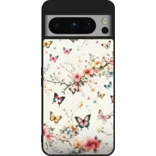 Coque Google Pixel 8 Pro - Silicone rigide noir Spring 25 Papillons Légers