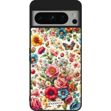 Coque Google Pixel 8 Pro - Silicone rigide noir Spring 25 printemps fleuri