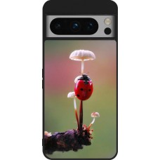 Coque Google Pixel 8 Pro - Silicone rigide noir Ladybird on a mushroom Spring 2026