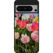 Coque Google Pixel 8 Pro - Silicone rigide noir Tulips Spring 2026
