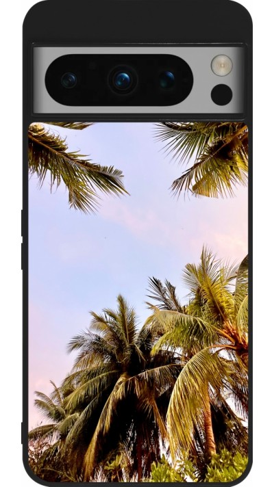 Coque Google Pixel 8 Pro - Silicone rigide noir Summer 2023 palm tree vibe