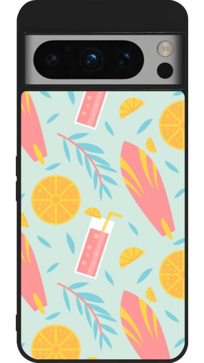 Coque Google Pixel 8 Pro - Silicone rigide noir Summer 2025 Pattern citron