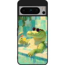 Google Pixel 8 Pro Case Hülle - Silikon schwarz Crocodile in the swimming pool Summer 2026