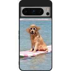 Google Pixel 8 Pro Case Hülle - Silikon schwarz Summer Dog on Paddle