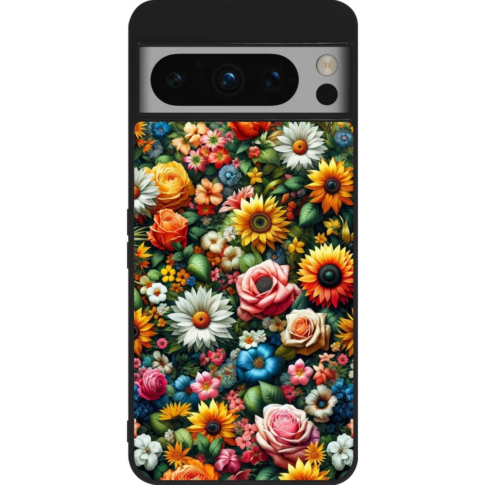 Coque Google Pixel 8 Pro - Silicone rigide noir Summer Floral Pattern