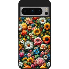 Coque Google Pixel 8 Pro - Silicone rigide noir Summer Floral Pattern