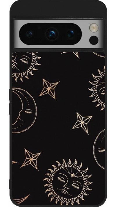 Google Pixel 8 Pro Case Hülle - Silikon schwarz Suns and Moons