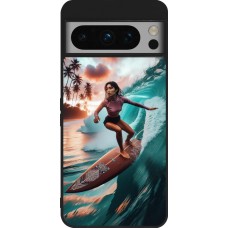 Google Pixel 8 Pro Case Hülle - Silikon schwarz Surferin aus Bali