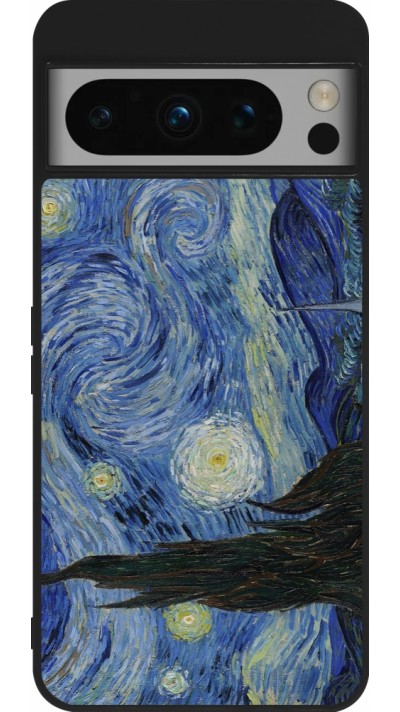 Coque Google Pixel 8 Pro - Silicone rigide noir Tableau art - La Nuit étoilée - Van Gogh