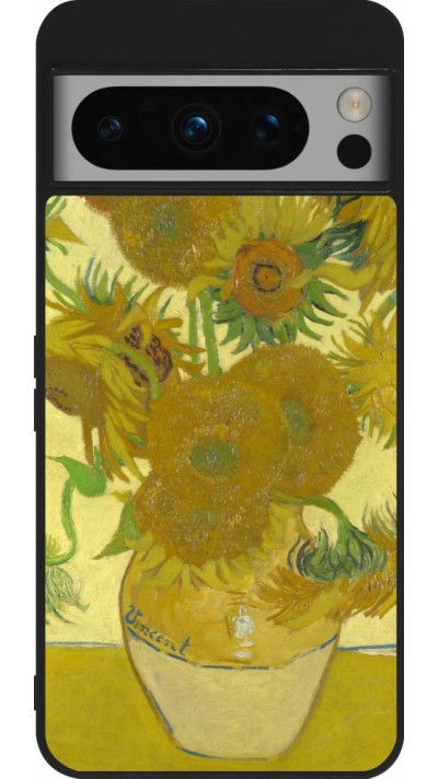 Coque Google Pixel 8 Pro - Silicone rigide noir Tableau art - Les Tournesols - Van Gogh