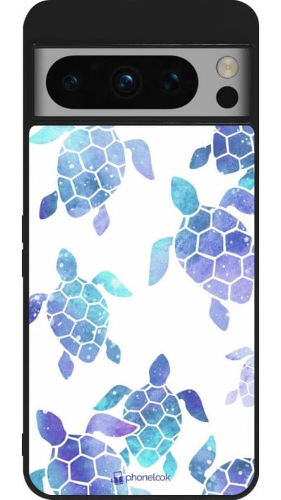 Coque Google Pixel 8 Pro - Silicone rigide noir Turtles pattern watercolor