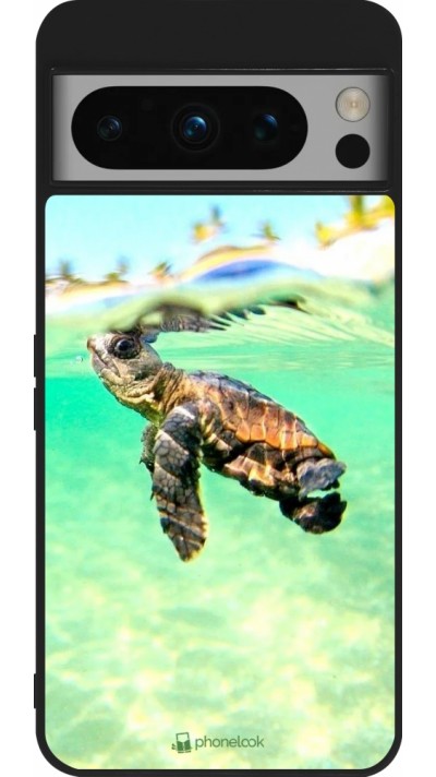Coque Google Pixel 8 Pro - Silicone rigide noir Turtle Underwater