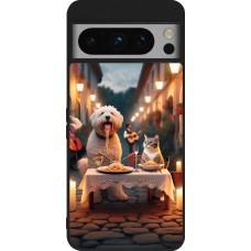 Google Pixel 8 Pro Case Hülle - Silikon schwarz Valentin 2024 Hund & Katze Kerzenlicht