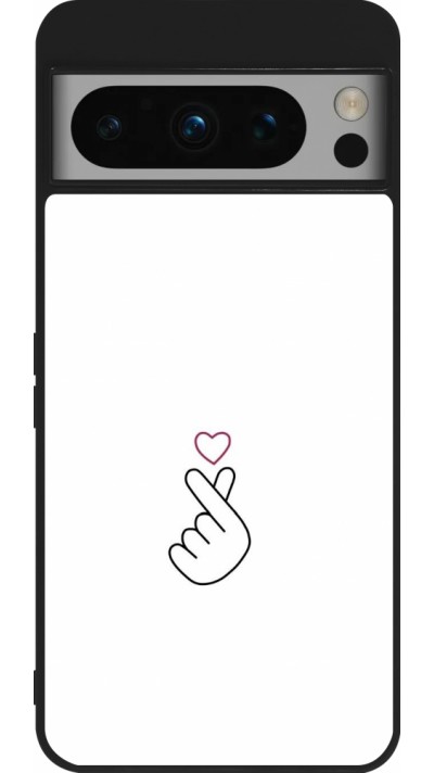 Coque Google Pixel 8 Pro - Silicone rigide noir Valentine 2024 heart by Millennials