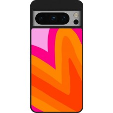 Coque Google Pixel 8 Pro - Silicone rigide noir Valentine 2024 heart gradient