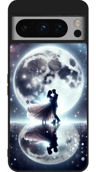 Coque Google Pixel 8 Pro - Silicone rigide noir Valentine 2024 Love under the moon