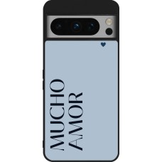 Coque Google Pixel 8 Pro - Silicone rigide noir Valentine 2024 mucho amor azul