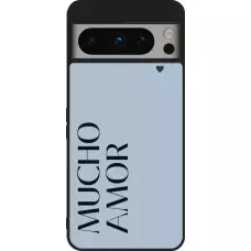 Coque Google Pixel 8 Pro - Silicone rigide noir Valentine 2024 mucho amor azul
