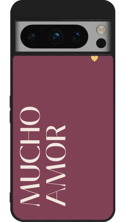 Coque Google Pixel 8 Pro - Silicone rigide noir Valentine 2024 mucho amor rosado