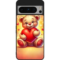 Coque Google Pixel 8 Pro - Silicone rigide noir Valentine 2024 Teddy love