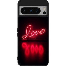 Coque Google Pixel 8 Pro - Silicone rigide noir Valentine 2025 Neon Love