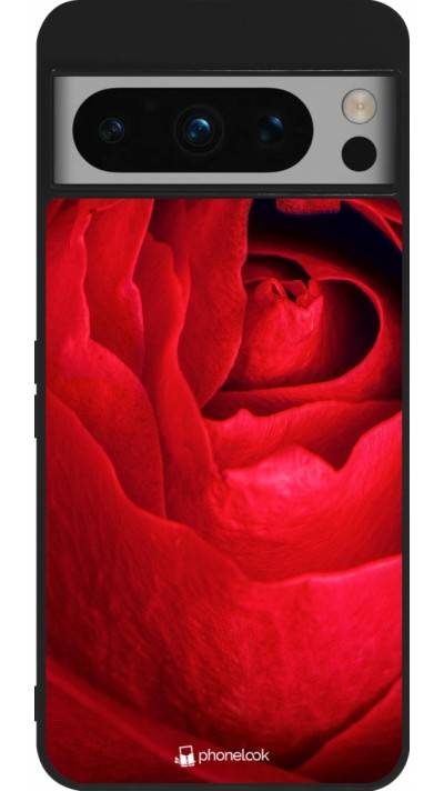 Coque Google Pixel 8 Pro - Silicone rigide noir Valentine 2022 Rose