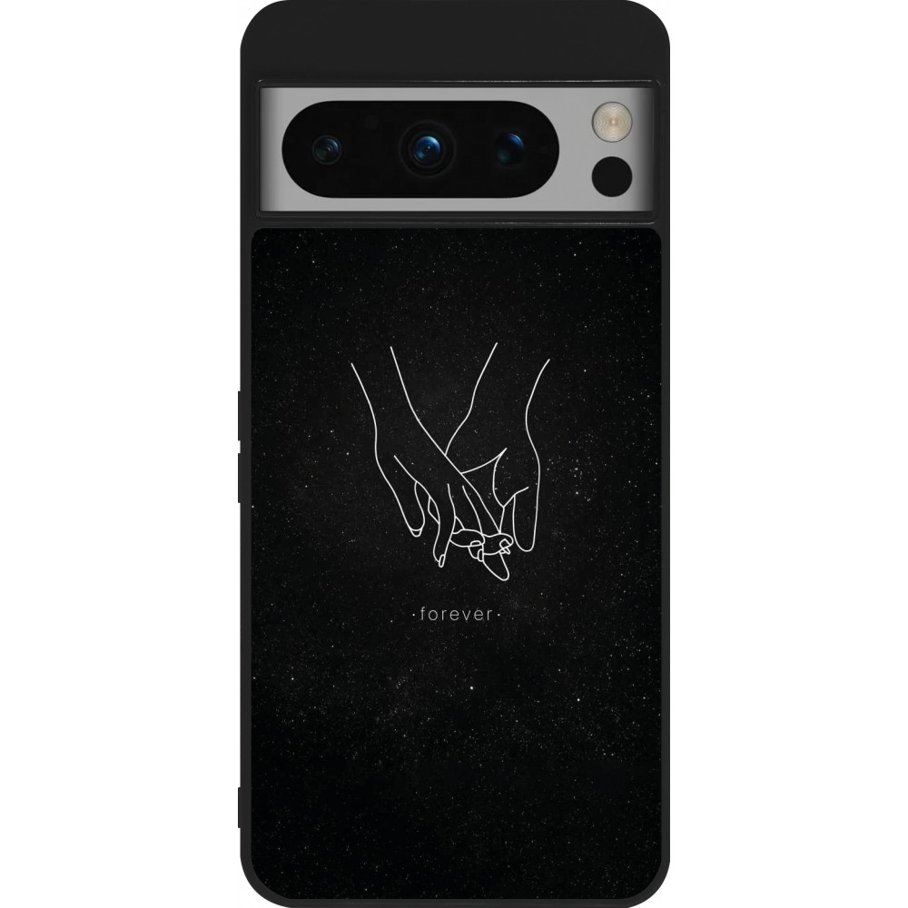 Google Pixel 8 Pro Case Hülle - Silikon schwarz Valentine 2023 hands forever