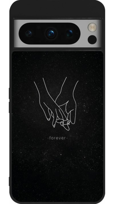Coque Google Pixel 8 Pro - Silicone rigide noir Valentine 2023 hands forever