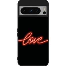 Google Pixel 8 Pro Case Hülle - Silikon schwarz Valentine 2023 neon love