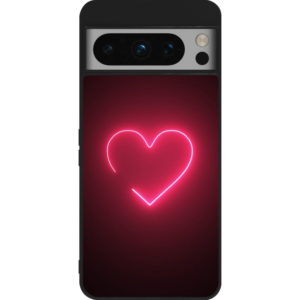 Google Pixel 8 Pro Case Hülle - Silikon schwarz Valentine 2023 single neon heart