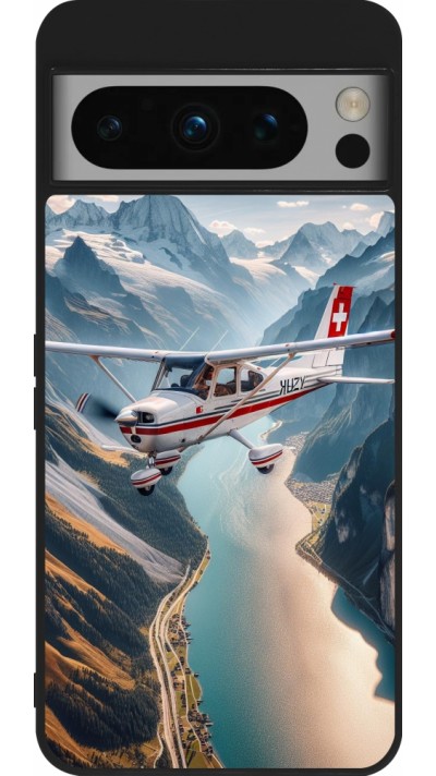 Google Pixel 8 Pro Case Hülle - Silikon schwarz Schweizer Alpenflug