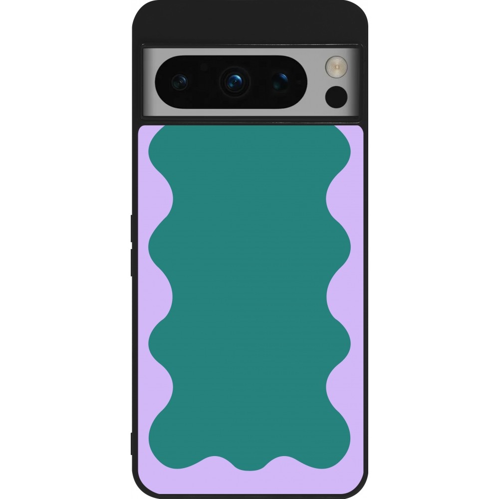 Google Pixel 8 Pro Case Hülle - Silikon schwarz Wavy Rectangle Green Purple