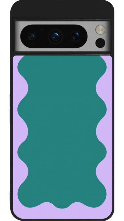 Coque Google Pixel 8 Pro - Silicone rigide noir Wavy Rectangle Green Purple