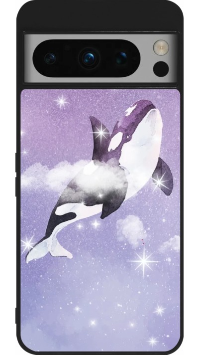 Coque Google Pixel 8 Pro - Silicone rigide noir Whale in sparking stars