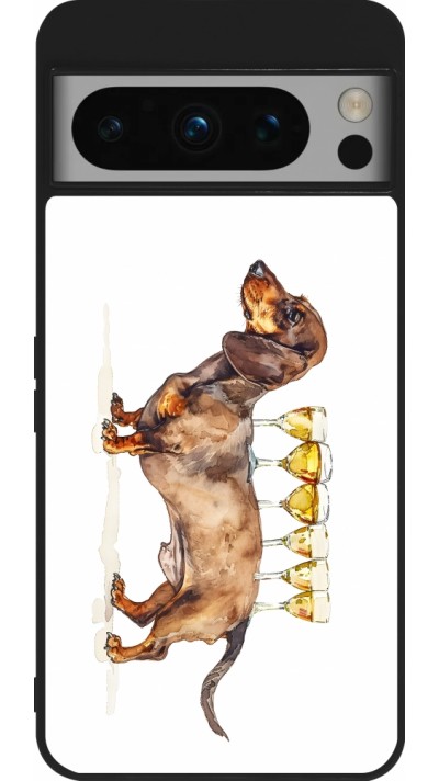 Google Pixel 8 Pro Case Hülle - Silikon schwarz Wine Teckel
