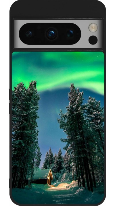 Coque Google Pixel 8 Pro - Silicone rigide noir Winter 22 Northern Lights