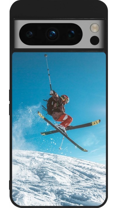 Coque Google Pixel 8 Pro - Silicone rigide noir Winter 22 Ski Jump