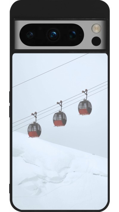 Coque Google Pixel 8 Pro - Silicone rigide noir Winter 22 ski lift