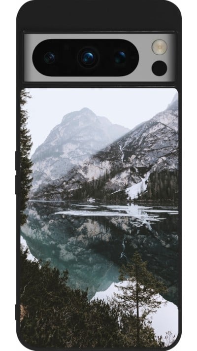 Coque Google Pixel 8 Pro - Silicone rigide noir Winter 22 snowy mountain and lake