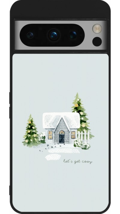 Coque Google Pixel 8 Pro - Silicone rigide noir Winter 25 Cosy House
