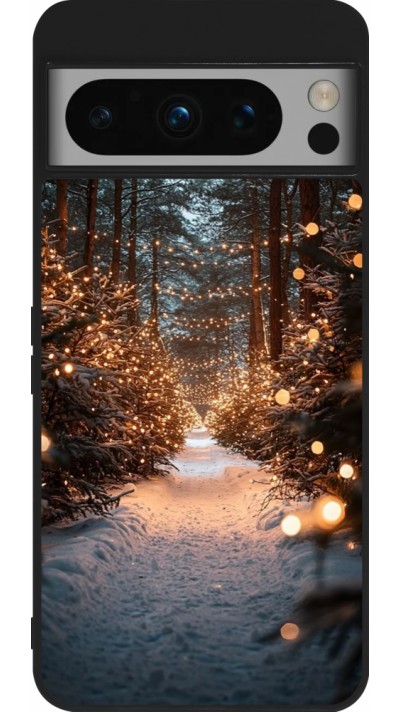 Google Pixel 8 Pro Case Hülle - Silikon schwarz Winter 25 Winter snowy road