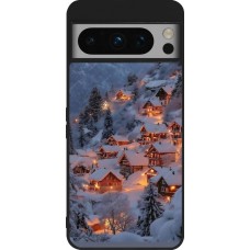 Coque Google Pixel 8 Pro - Silicone rigide noir Winter 25 Winter snowy village