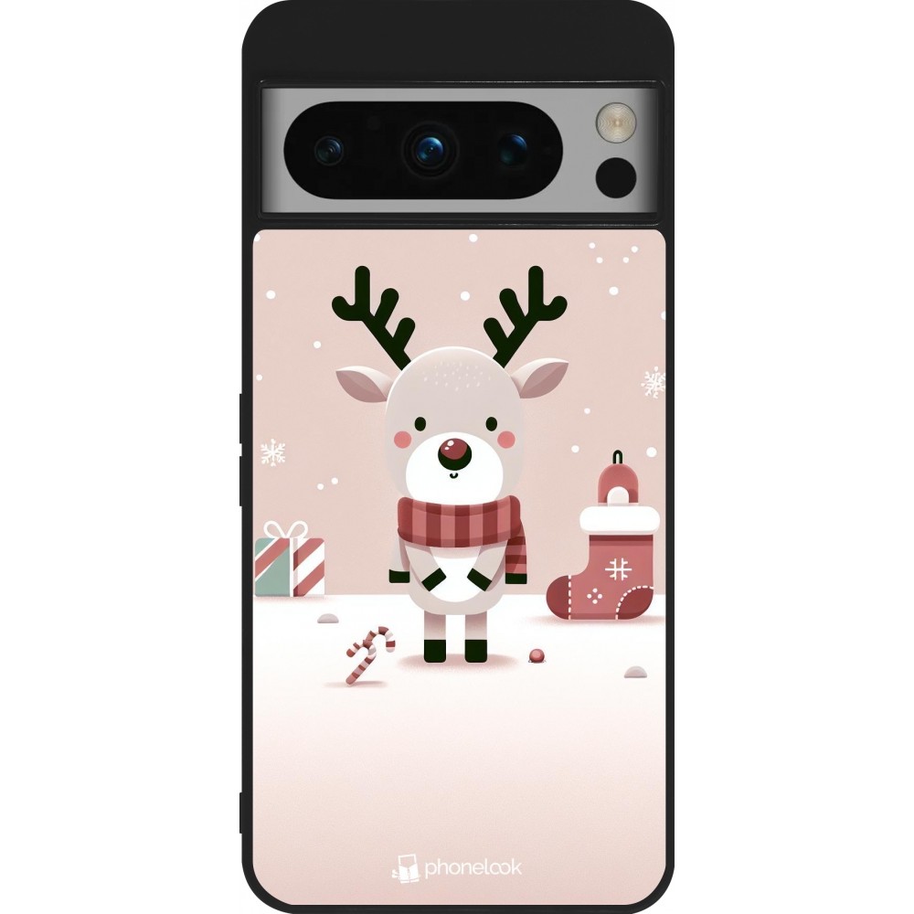 Google Pixel 8 Pro Case Hülle - Silikon schwarz Weihnachten 2023 Choupinette Rentier