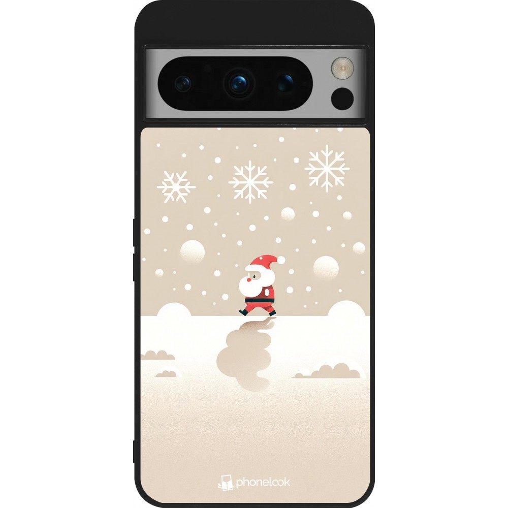 Google Pixel 8 Pro Case Hülle - Silikon schwarz Weihnachten 2023 Minimalistischer Weihnachtsmann