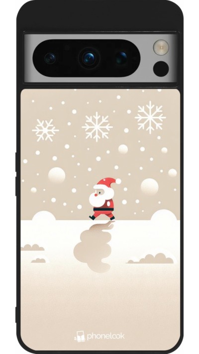 Coque Google Pixel 8 Pro - Silicone rigide noir Noël 2023 Minimalist Santa