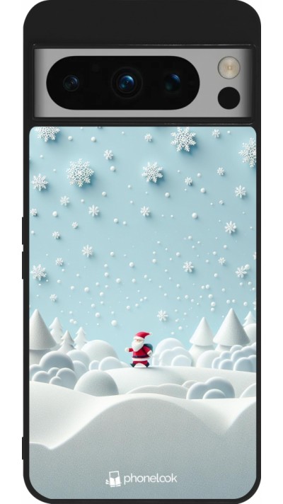 Coque Google Pixel 8 Pro - Silicone rigide noir Noël 2023 Petit Père Flocon