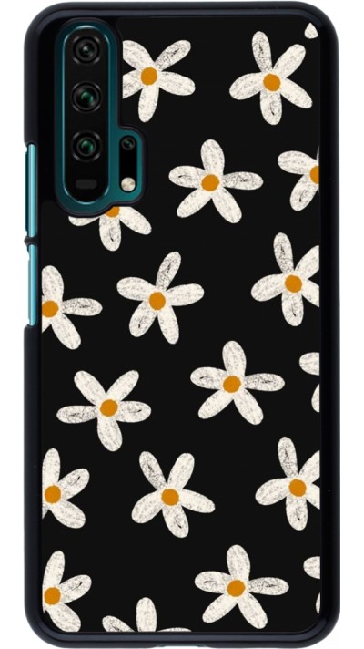Coque Honor 20 Pro - Easter 2024 white on black flower