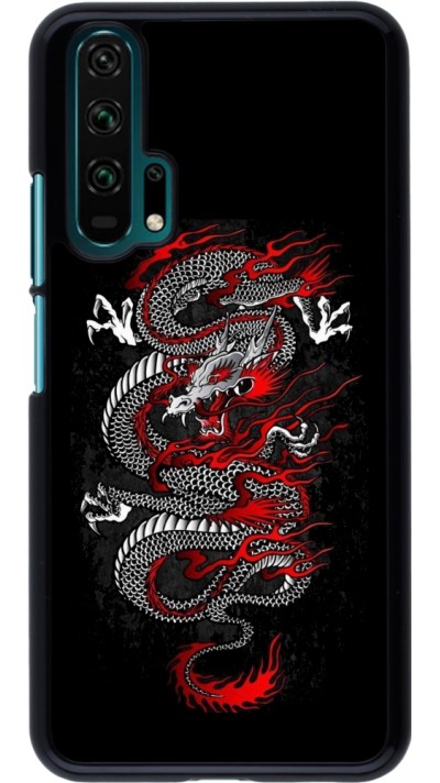 Coque Honor 20 Pro - Japanese style Dragon Tattoo Red Black