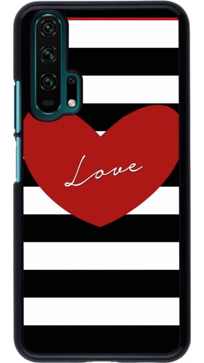 Coque Honor 20 Pro - Valentine 2023 heart black and white lines