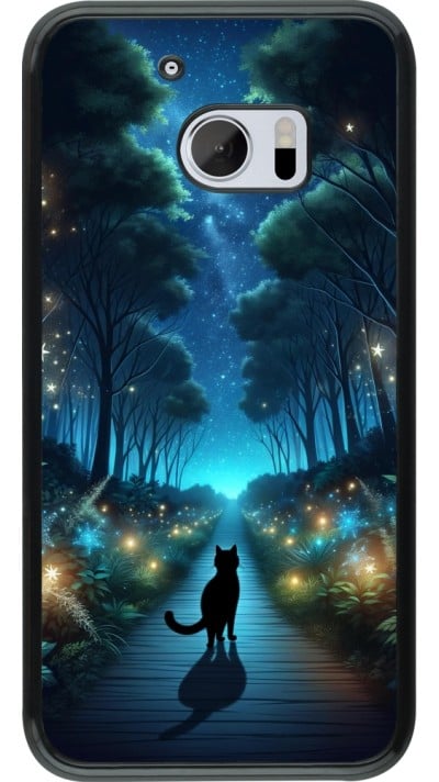 HTC 10 Case Hülle - Schwarze Katze Spaziergang